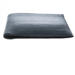 Hermes Blue Orage Leather Perforated Detail Bifold Wallet