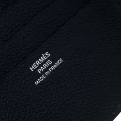 Hermes Blue Orage Leather Perforated Detail Bifold Wallet