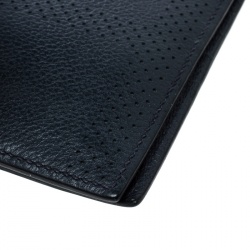 Hermes Blue Orage Leather Perforated Detail Bifold Wallet
