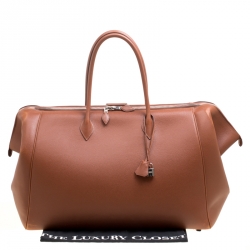 Hermes Brique Evergrain Leather Paris Bombay 50 Duffle Bag