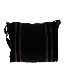 Hermes Black Canvas Fourre Tout Vassus Messenger Bag 
