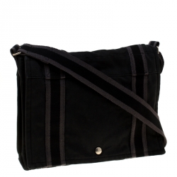 Hermes Black Canvas Fourre Tout Vassus Messenger Bag 