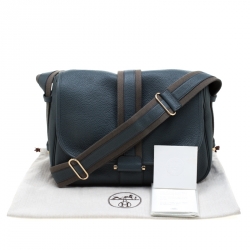 Hermes Blue Jean Togo leather Bourlingue Messenger Bag