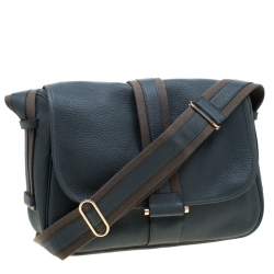 Hermes Blue Jean Togo leather Bourlingue Messenger Bag