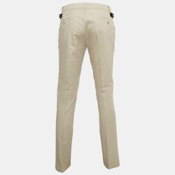 Hermes Cream Cotton Twill Formal Trousers M