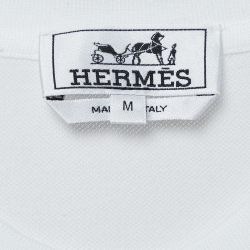 Hermes White Cotton Pique Crew Neck T-Shirt M