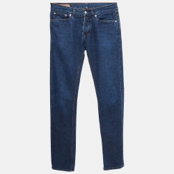 Pre Owned Hermes Navy Blue Denim Straight Cut Jeans M Waist 30"