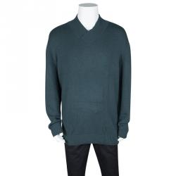 Hermes Teal Cashmere Draped Collar Sweater 3XL