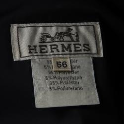 Pre Owned Hermes Navy Blue Ribbed Collar Detail Zip Front Vest 3XL