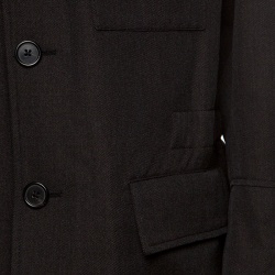 Hermes Commande Particuliere Grey Wool Gabardine Button Front Coat XL