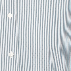 Pre Owned Hermès Grey and White Striped Cotton H Embroidered Long Sleeve Shirt 2XL