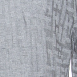 Hermes Grey H Pattern Silk Jacquard Knit V Neck Pullover XL 