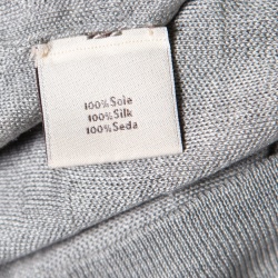 Hermes Grey H Pattern Silk Jacquard Knit V Neck Pullover XL 