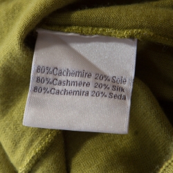 Hermes Lime Green Cashmere Silk Long Sleeve V Neck Sweater L