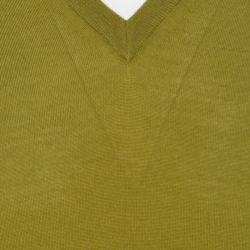 Hermes Lime Green Cashmere Silk Long Sleeve V Neck Sweater L