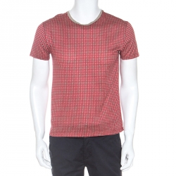Hermes Red Monogram Print Cotton T-Shirt S