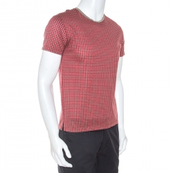 Hermes Red Monogram Print Cotton T-Shirt S
