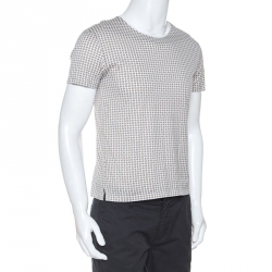 Pre Owned Hermes White Monogram Print Cotton T-Shirt S
