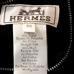 Hermes Navy Blue Wool Reversible Double Breasted Coat L