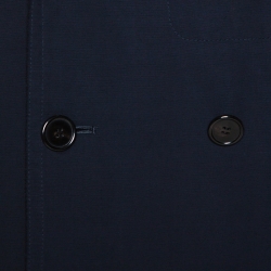 Hermes Navy Blue Wool Reversible Double Breasted Coat L