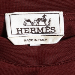 Hermès Brown Jersey 3D H Embroidered T-Shirt L