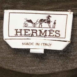 Pre Owned Hermès Green Graphic printed Cotton Knit Crewneck T-Shirt XS
