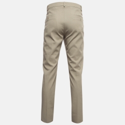 Hermes Beige Cotton Deperlant Decoupe Drill de Trousers L