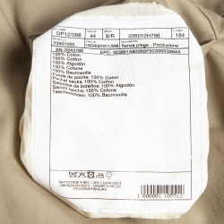 Hermes Beige Cotton Deperlant Decoupe Drill de Trousers L