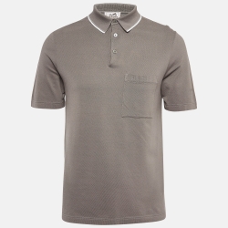 Hermes Grey Cotton Pique Polo T-Shirt S