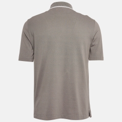 Hermes Grey Cotton Pique Polo T-Shirt S