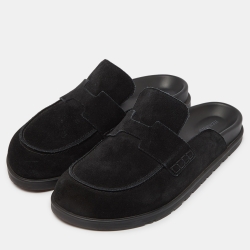 Hermes Black Suede Go Flat Mules Size 42