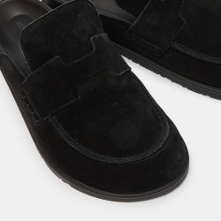 Hermes Black Suede Go Flat Mules Size 42