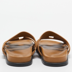 Hermes Brown Suede Chypre Slides Size 42