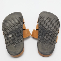 Hermes Brown Suede Chypre Slides Size 42