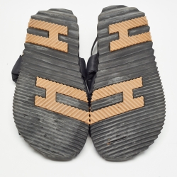 Pre Owned Hermes Black Fabric and Leather Electric Sandals Size 42