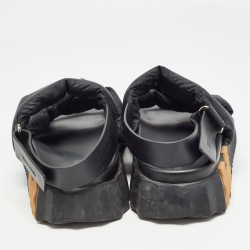 Pre Owned Hermes Black Fabric and Leather Electric Sandals Size 42