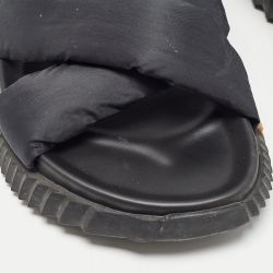 Pre Owned Hermes Black Fabric and Leather Electric Sandals Size 42