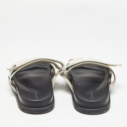 Hermes White Leather Chypre Sandals Size 42