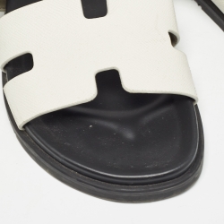 Hermes White Leather Chypre Sandals Size 42