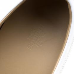 Hermes White Perforated Leather Inside Lace Up Sneakers Size 42.5