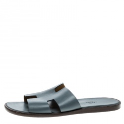 Hermes Grey Leather Izmir Sandals Size 43