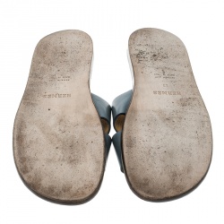 Hermes Grey Leather Izmir Sandals Size 43
