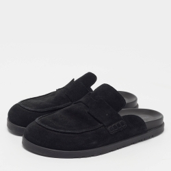 Pre Owned Hermès Go Mule Size 39.5 Black Suede Flat Mules