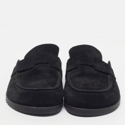 Pre Owned Hermès Go Mule Size 39.5 Black Suede Flat Mules