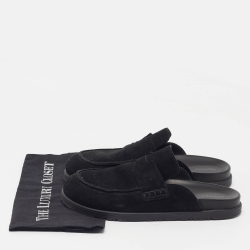 Pre Owned Hermès Go Mule Size 39.5 Black Suede Flat Mules