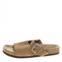Hermes Beige Suede Slide Sandals Size 42
