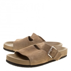 Hermes Beige Suede Slide Sandals Size 42
