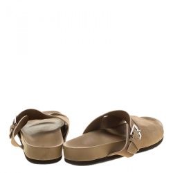 Hermes Beige Suede Slide Sandals Size 42