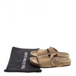 Hermes Beige Suede Slide Sandals Size 42