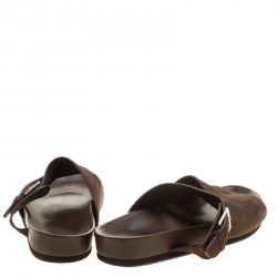 Hermes Brown Suede Flat Slide Sandals Size 42